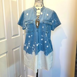 🔥🧨🔥ENTRO Fun bleach dyed dress with pockets size Med EUC
